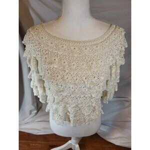 Ania.A 100% Silk Ivory Crochet Tiered Top Size‎ S/M